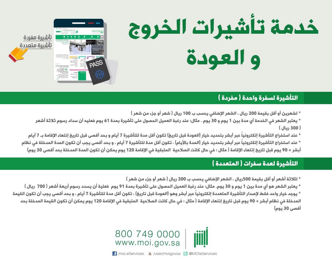 إصدار تأشيرة خروج وعودة